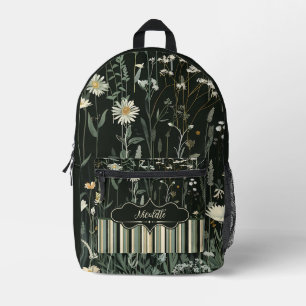 Nicolette Dark Daisy Floral Striped Bedruckter Rucksack