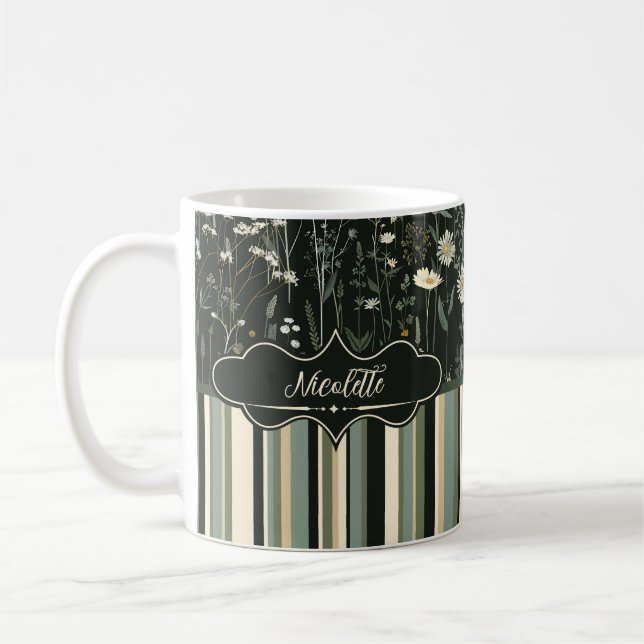 Nicolette Dark Daisy Floral Striped Kaffeetasse (Links)