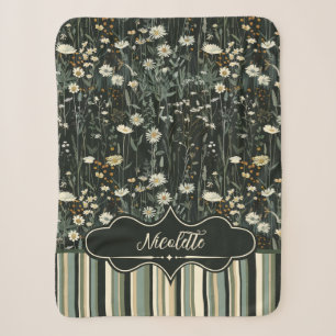 Nicolette Dark Daisy Floral Striped Sherpadecke