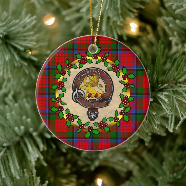 Nicolson Abzeichen & Tartan Personalisierte Weihna Keramik Ornament (Baum)