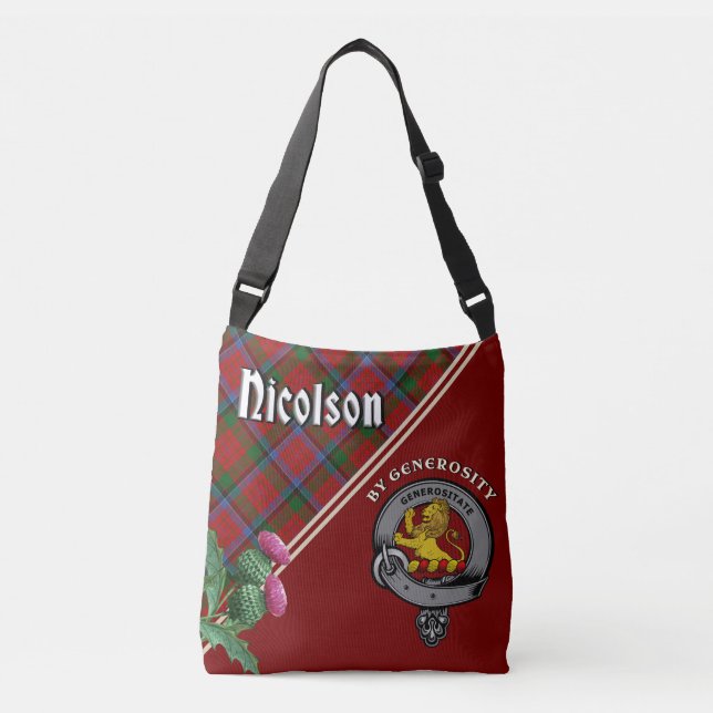 Nicolson Clan Abzeichen & Tartan Tasche (Vorderseite)