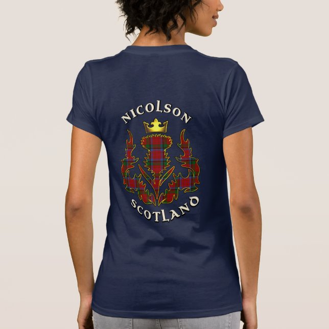 Nicolson Clan Abzeichen & Tartan w/Motto Women's T-Shirt (Rückseite)