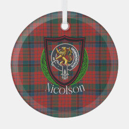 Nicolson Scottish Clan Tartan & Crest Ornament Aus Glas