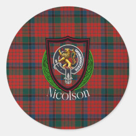 Nicolson Scottish Clan Tartan & Crest Runder Aufkleber