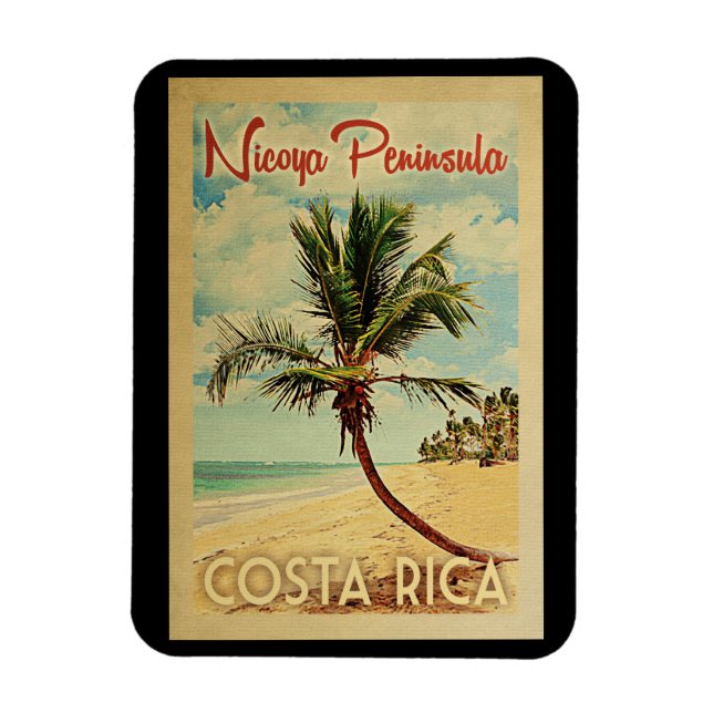 Nicoya Halbinsel Palm Tree Vintage Travel Magnet (Vertikal)