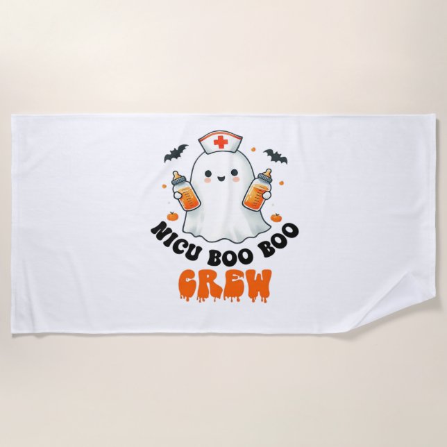 Nicu boo boo Crew halloween, Nicu Boo Crew Funny N Strandtuch (Vorderseite)