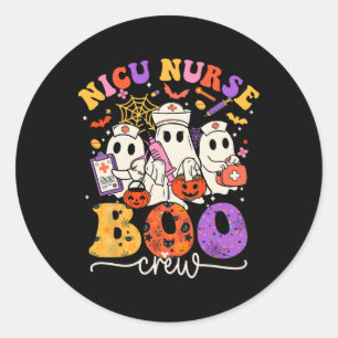 Nicu Boo Crew Kostüm Funny Nurse Ghost Halloween Runder Aufkleber