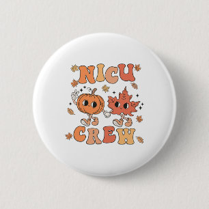 Nicu Crew Pumpkin Leaf Fall Nicu Nurse Halloween Button