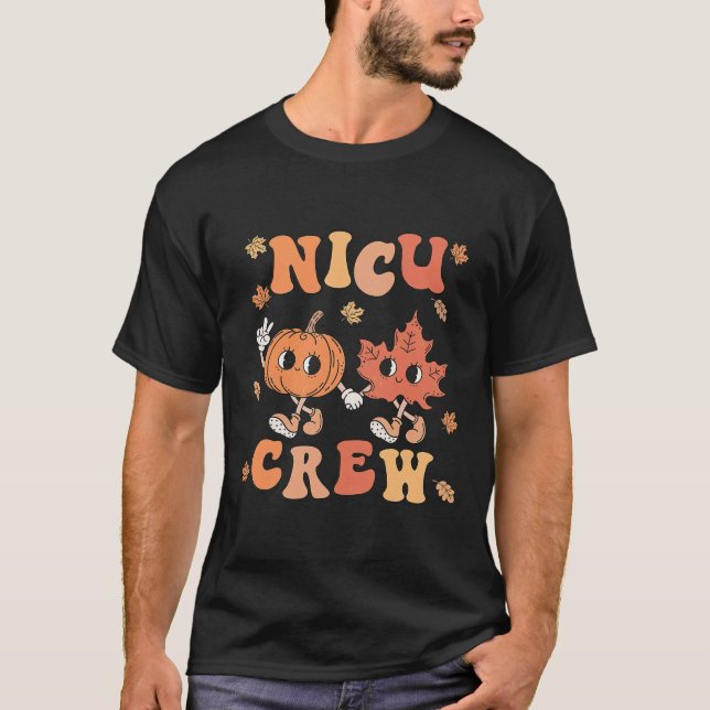 Nicu Crew Pumpkin Leaf Fall Nicu Nurse Halloween T-Shirt (Vorderseite)