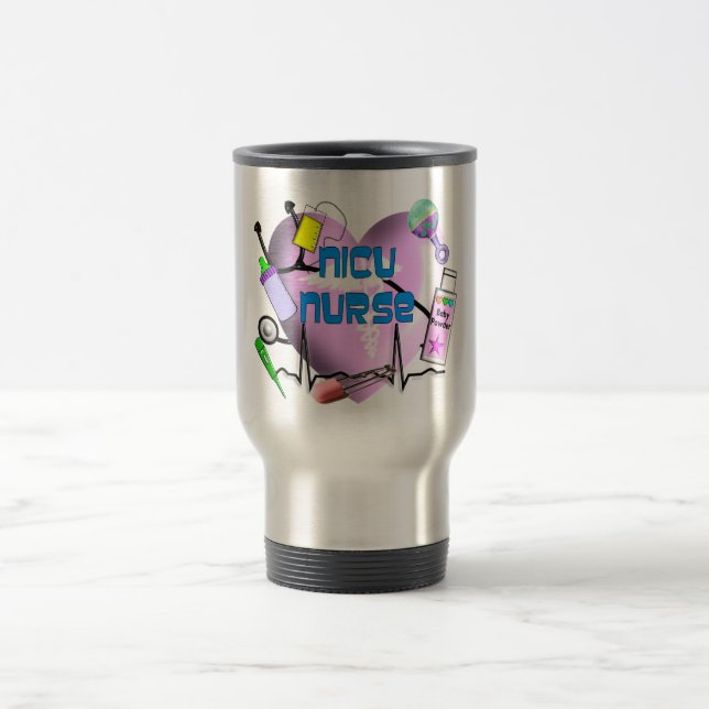 NICU Krankenschwester-Rosa-Herz-Entwurfs-Geschenke Reisebecher (Mittel)