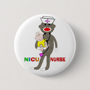 NICU Krankenschwester-Socken-Affe-Geschenke Button