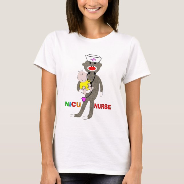 NICU Krankenschwester-Socken-Affe-Geschenke T-Shirt (Vorderseite)