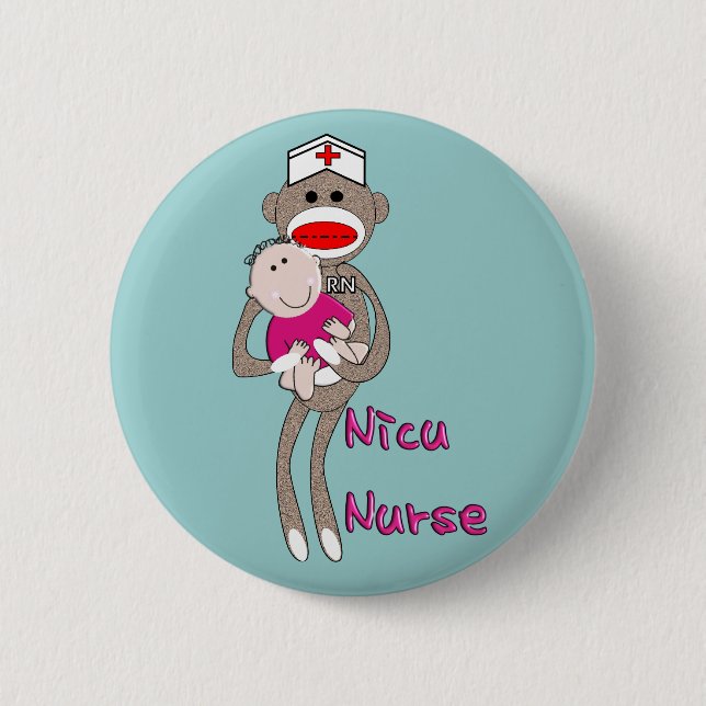 NICU Krankenschwester-Socken-Affe-u. Button (Vorderseite)