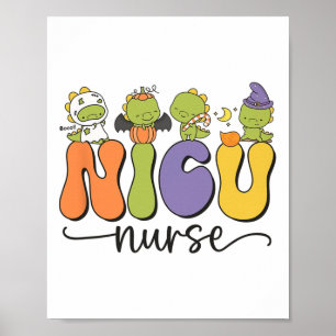Nicu Nurse Dinosaur Halloween Pumpkin Neonatal Icu Poster