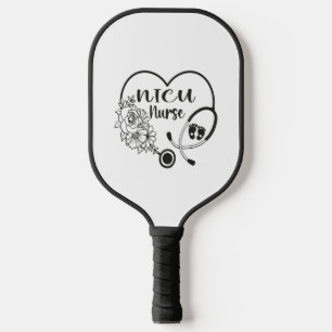 Nicu Nurse Floral Heart Stethoscope Pickleball Schläger