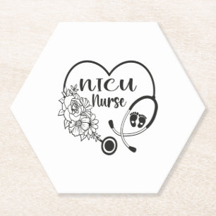 Nicu Nurse Floral Heart Stethoscope Untersetzer