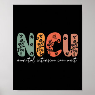 Nicu Nurse Floral Nicu Boho Neonatal Intensivwagen Poster