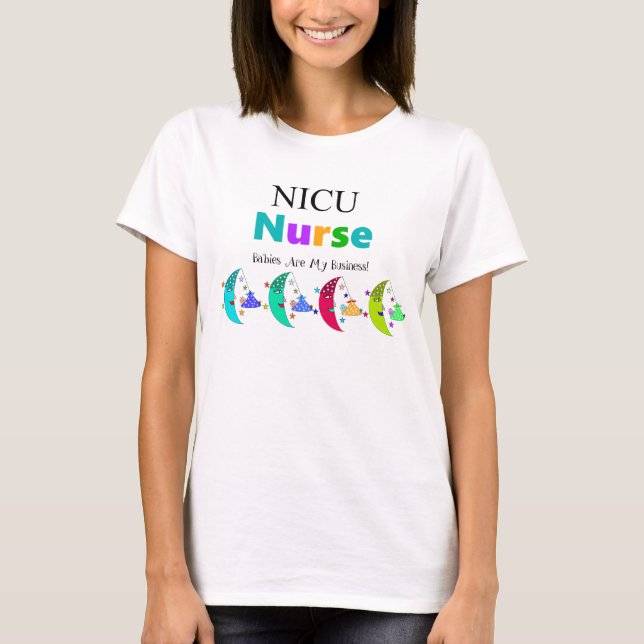 NICU Nurse Moon Stars und Babys T-Shirt (Vorderseite)