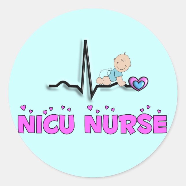 NICU Nurse QRS Design Runder Aufkleber (Vorderseite)