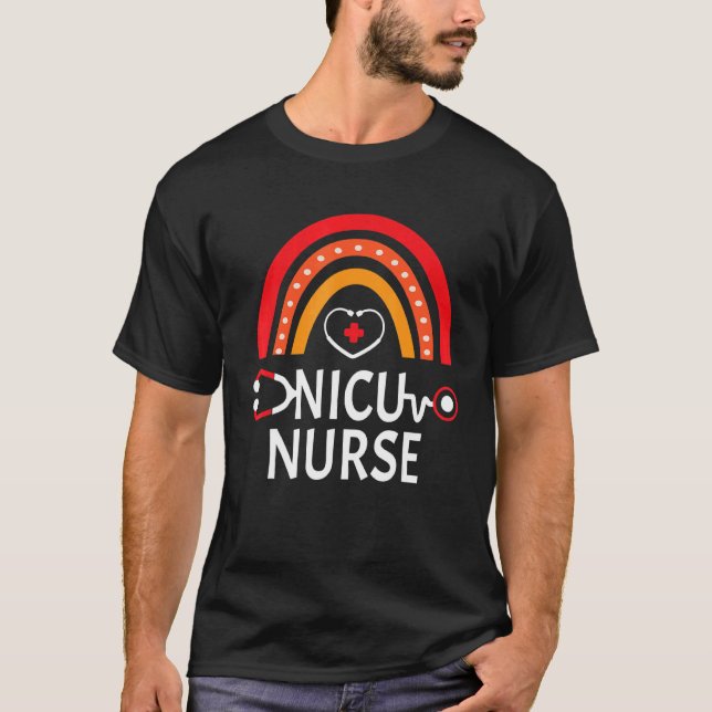 Nicu Nurse Rainbow Icu Neonatal Team Tiny Humans R T-Shirt (Vorderseite)