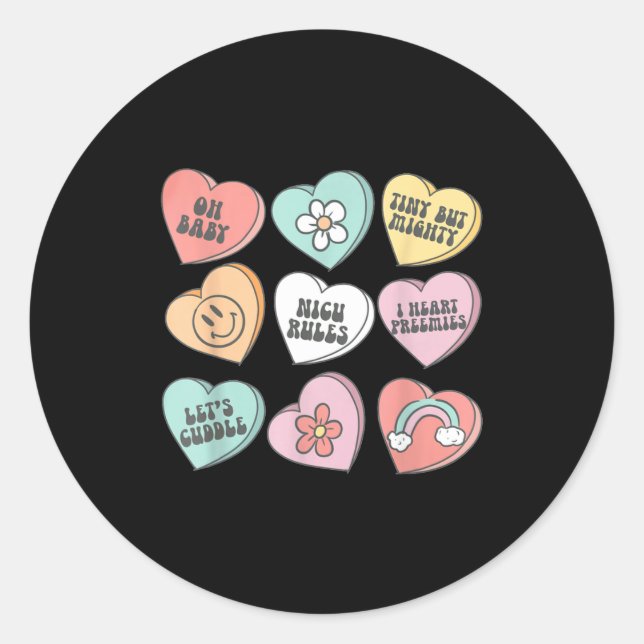 Nicu Nurse Valentine's Day Heart Candy Neonatal Ic Runder Aufkleber (Vorderseite)