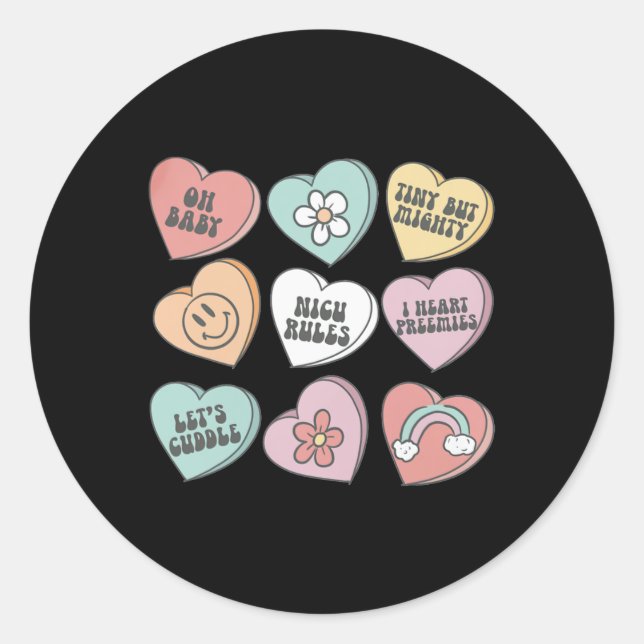 Nicu Nurse Valentine's Day Heart Candy Neonatal Ic Runder Aufkleber (Vorderseite)