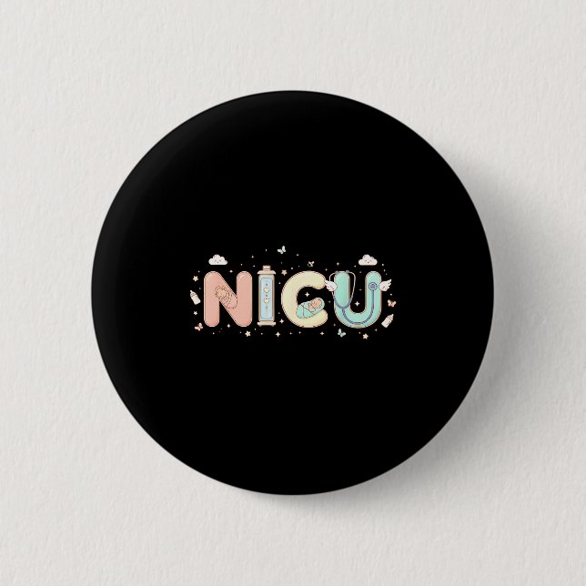 Nicu Nurse Valentine's Day Heart Stethoscope Scrub Button (Vorderseite)