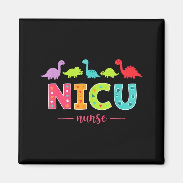 Nicu Nurse With Cute Dinosaurs Pediatric For Women Magnet (Vorne)