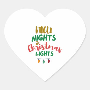 NICU Weihnachten NICU Nächte & Weihnachtsbeleuchtu Herz-Aufkleber