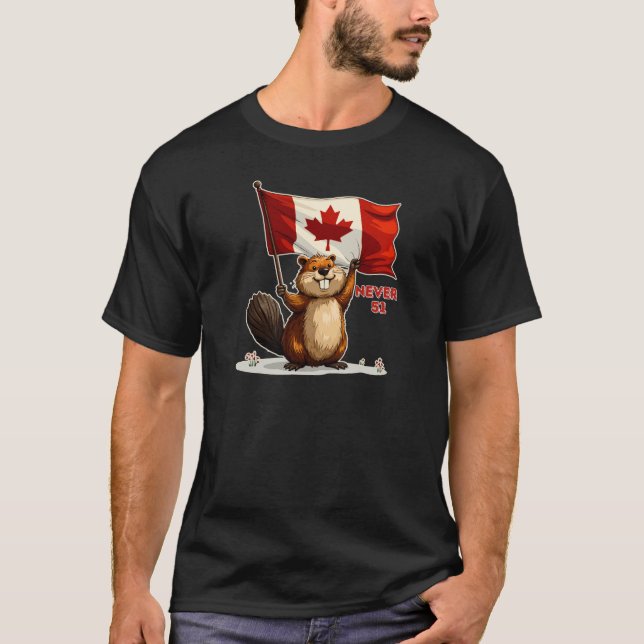 Nie 51, kanadisches Ahornblätterblatt, Biber T-Shirt (Vorderseite)