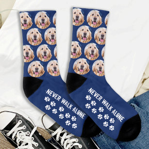 Nie allein laufen Blue Custom Pet Foto Dog Socks Socken