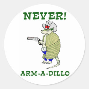 Nie Arm-A-Dillo Runder Aufkleber