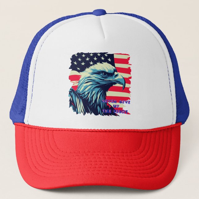 Nie aufgeben Amerika Eagle USA Art Truckerkappe (Vorderseite)