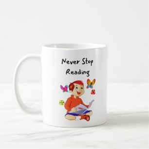 nie aufhören zu lesen kaffeetasse