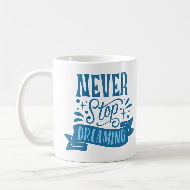 nie aufhören zu träumen kaffeetasse (Links)