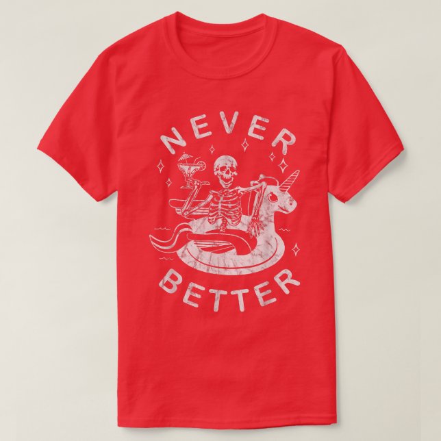 Nie besser abkühlen Skelett Einhorn Schwimmen Fl T-Shirt (Design vorne)