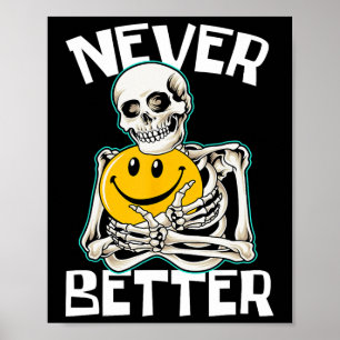 NIE BESSER Skeleton Fun Skull Halloween Kostüm Poster