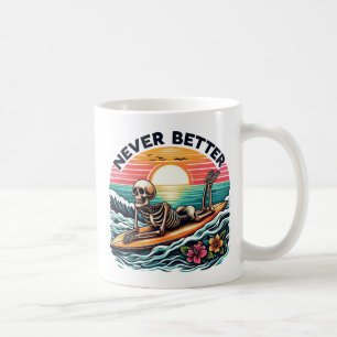 Nie besser - Skelettsurfing Sunset Wave Design Kaffeetasse