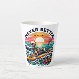 Nie besser - Skelettsurfing Sunset Wave Design Milchtasse