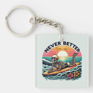 Nie besser - Skelettsurfing Sunset Wave Design Schlüsselanhänger