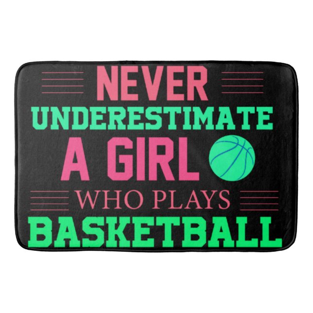 Nie ein Mädchen unterschätzen, das Basketball spie Badematte (Vorderseite)