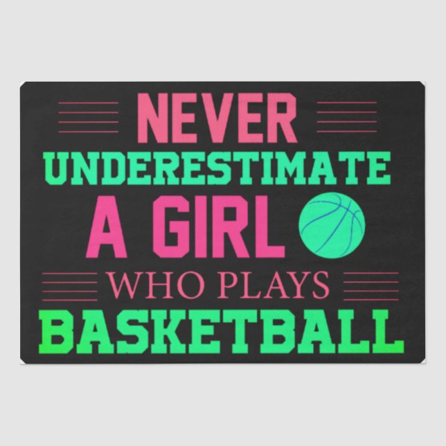 Nie ein Mädchen unterschätzen, das Basketball spie Seidenpapier (Vorderseite)