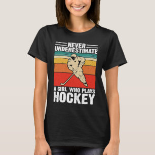Nie ein Mädchen unterschätzen, das Hockey-Funny sp T-Shirt