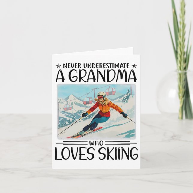 Nie ein Oma unterschätzen, das Skifahren Lieben ha Karte (Vorderseite)