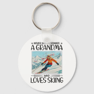 Nie ein Oma unterschätzen, das Skifahren Lieben ha Schlüsselanhänger