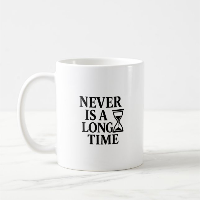 Nie ist es lange - Minimalistische Stundenglas Kaffeetasse (Links)