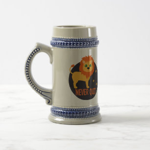 Nie kündigen Sie Kawaii lustig niedlichen Löwen in Bierglas