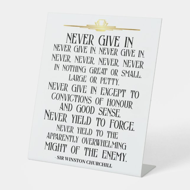 NIE QUOTE GEBEN SOCKELSCHILD (Vorderseite)