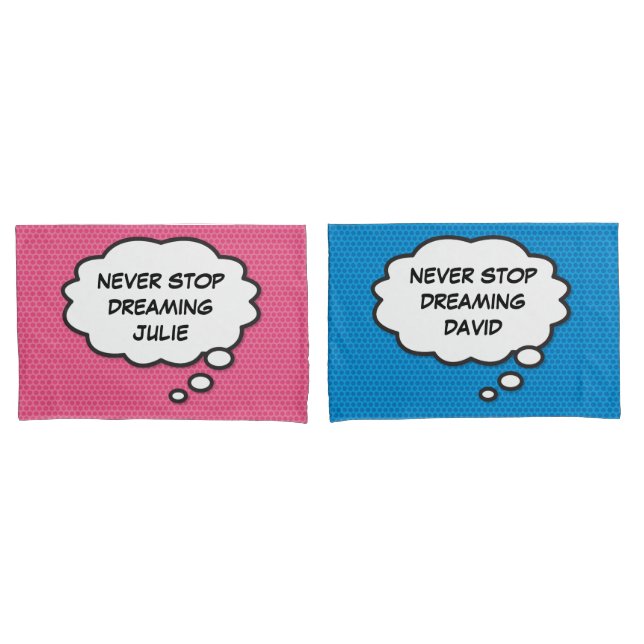 NIE STOP DREAMING denken Bubble Fun Comic Book Kissenbezug (Vorderseite-Set)