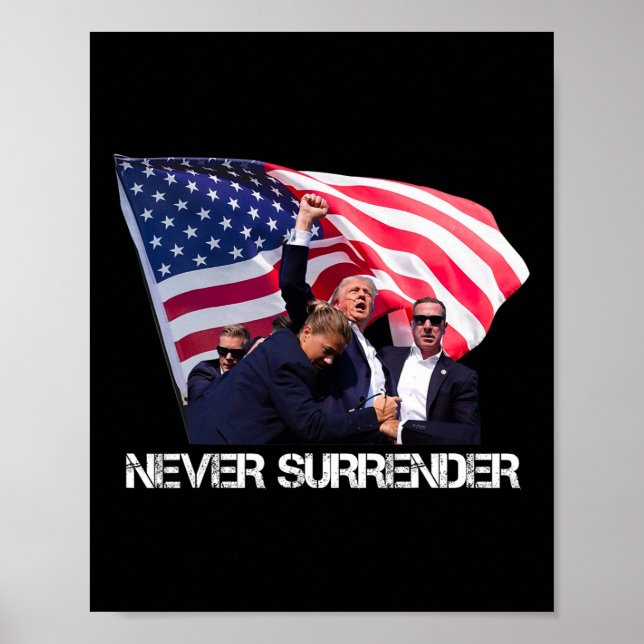 Nie übergeben T-Shirt Poster (Vorne)